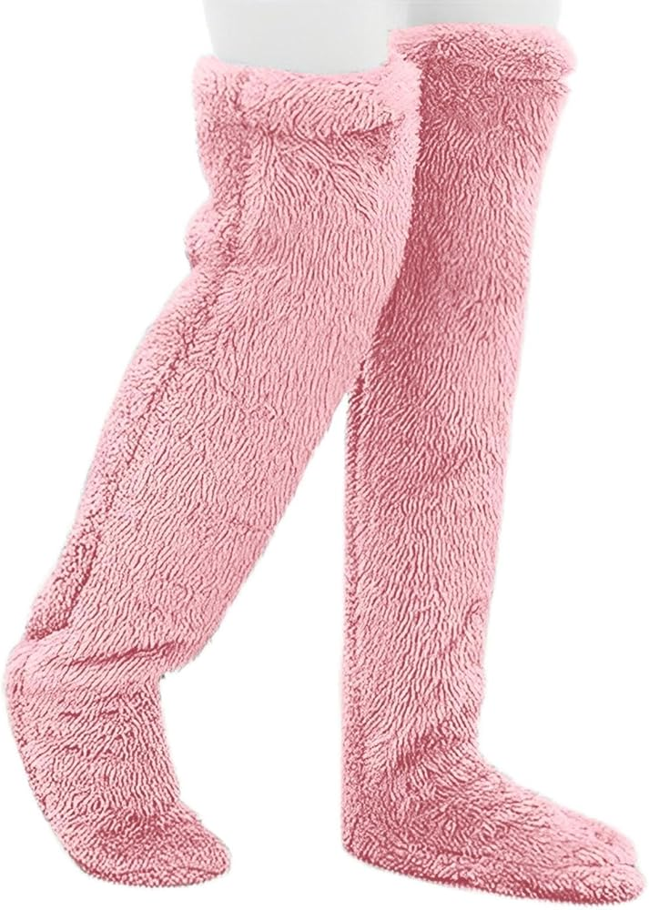 Hot Fluffy Thigh High Socks Teddy Legs Snuggle Long Paws Fuzzy Leggings over Knee Slippers Hairy Stockings