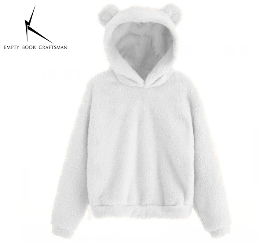 Autumn Winter Women'S Hoodies Winter Women Long Sleeve Rabbit Ear Hood Sweatshirt Cute Plush Warm Casual Hoodie Tops