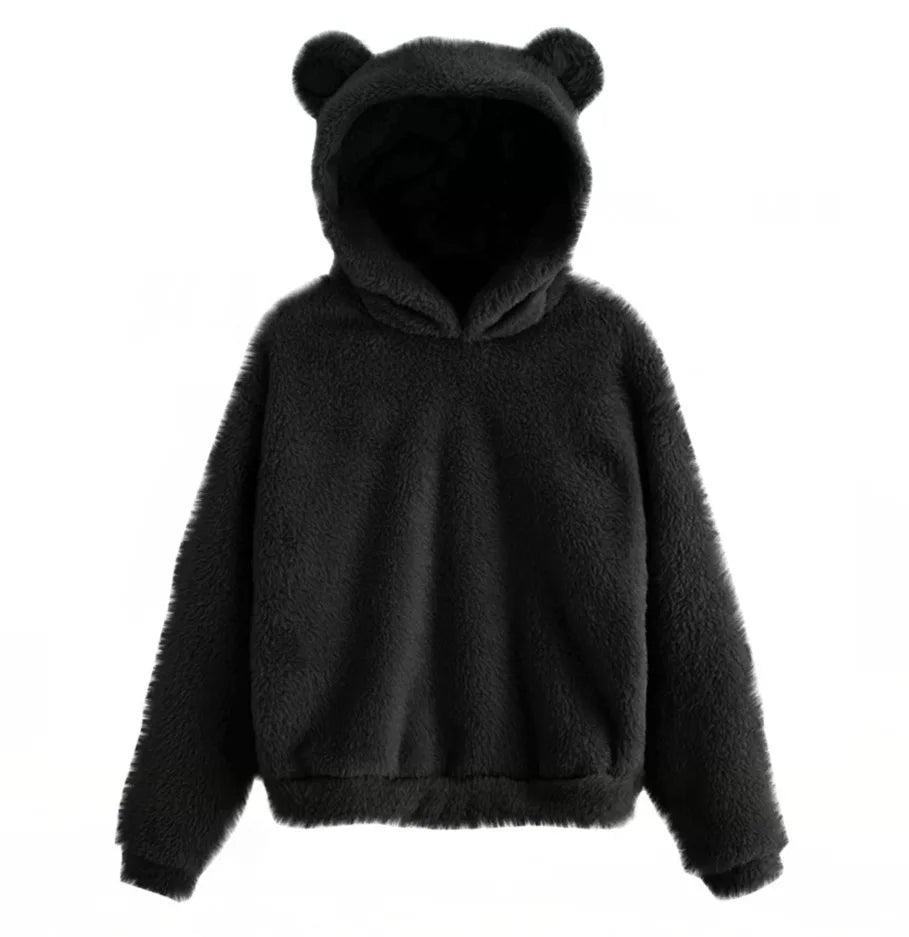 Autumn Winter Women'S Hoodies Winter Women Long Sleeve Rabbit Ear Hood Sweatshirt Cute Plush Warm Casual Hoodie Tops